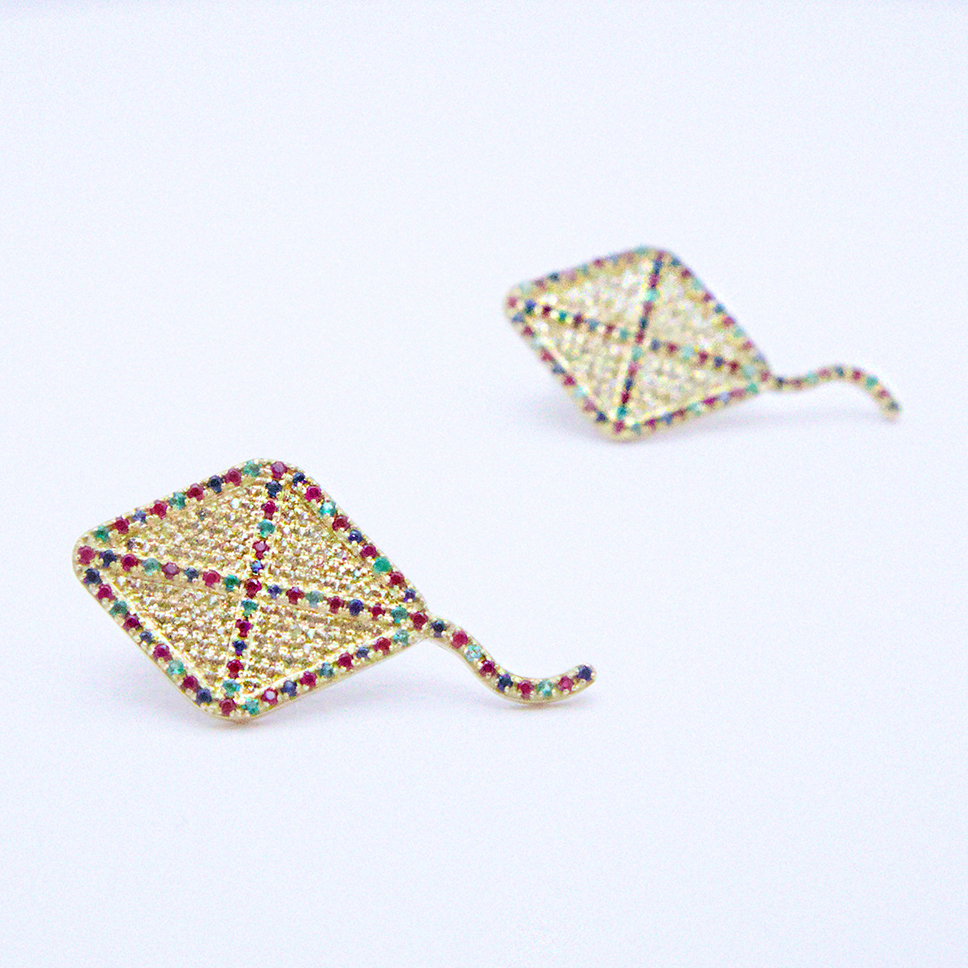 Orecchini-Kite-Gold-Oro-18kt-e-Pietre-Preziose Orecchini Kite Gold Oro 18kt e Pietre Preziose - immagine 1